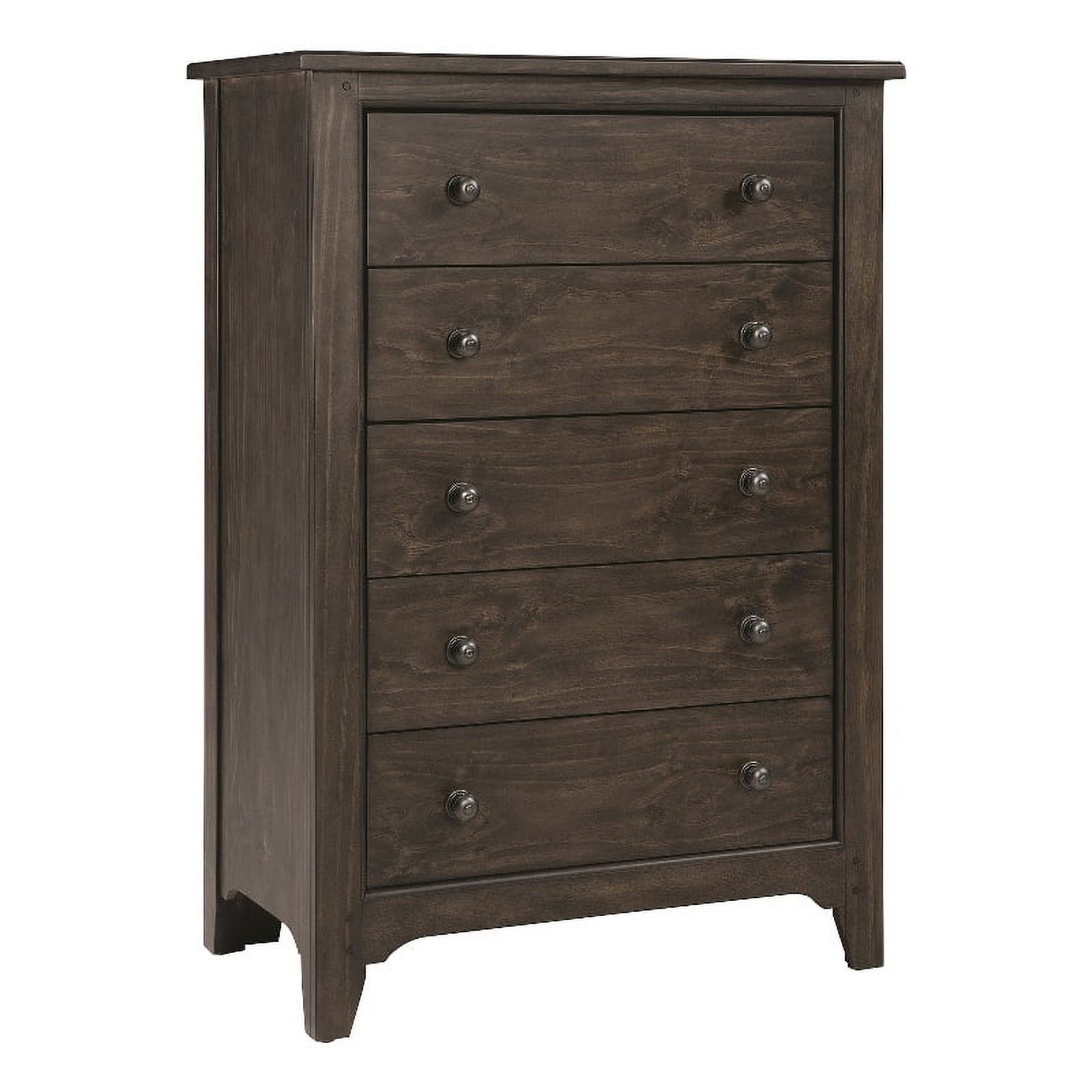 Westwood Design Taylor 5-Drawer Farmhouse Wood Chest in River Rock Brown Finish