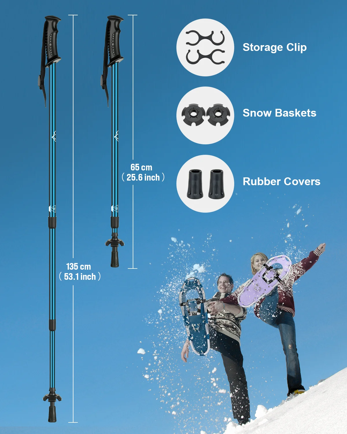 Gpeng 3-in-1 Xtreme Lightweight Terrain Snowshoes for Men Women Youth Kids, Light Weight Aluminum Alloy Terrain Snow Shoes with Crampon Protector, Trekking Poles and Carrying Tote Bag, 21