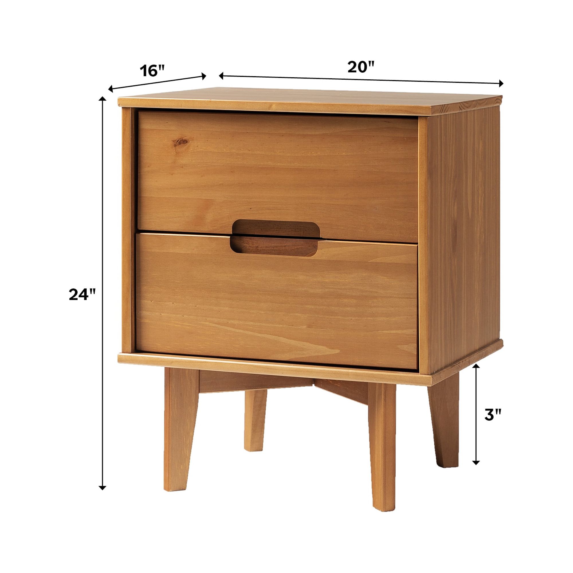 Walker Edison Sonoma 2-Drawer Nightstand, Caramel