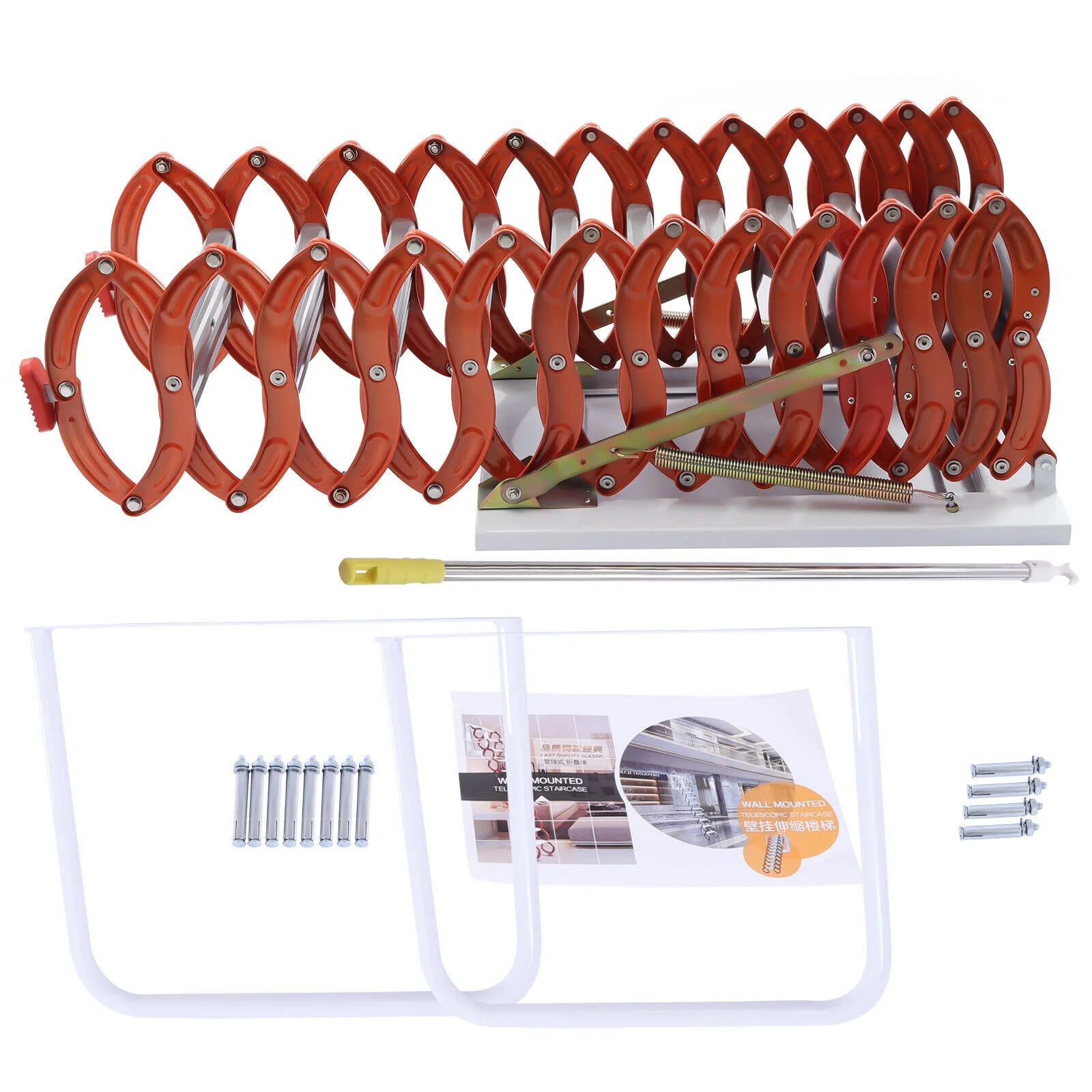 TFCFL Attic Ladder Loft Stairs Steps Ladder Folding Pull Down Stairs Height 12.5 ft