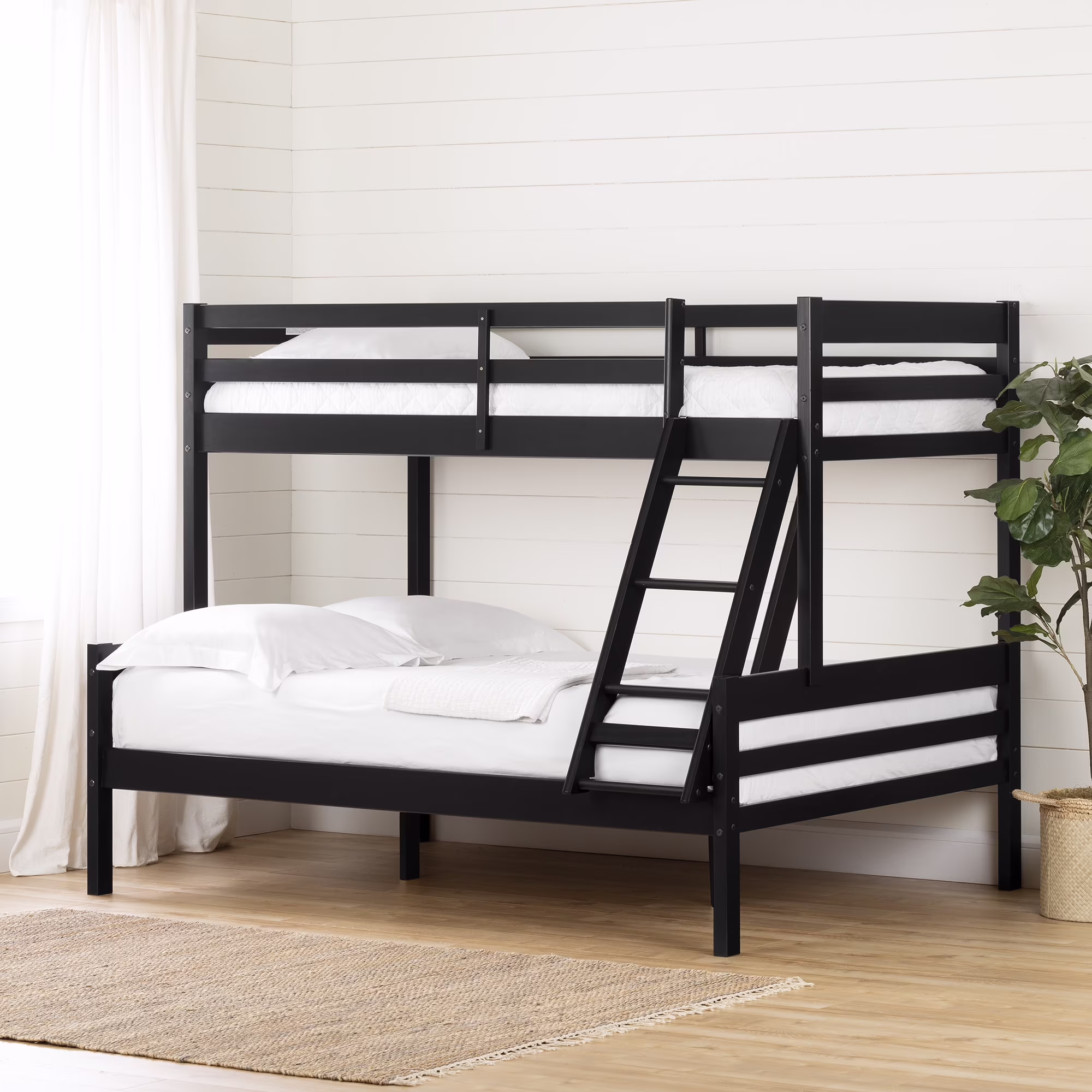 South Shore Fakto Solid Wood Bunk Beds Matte Black