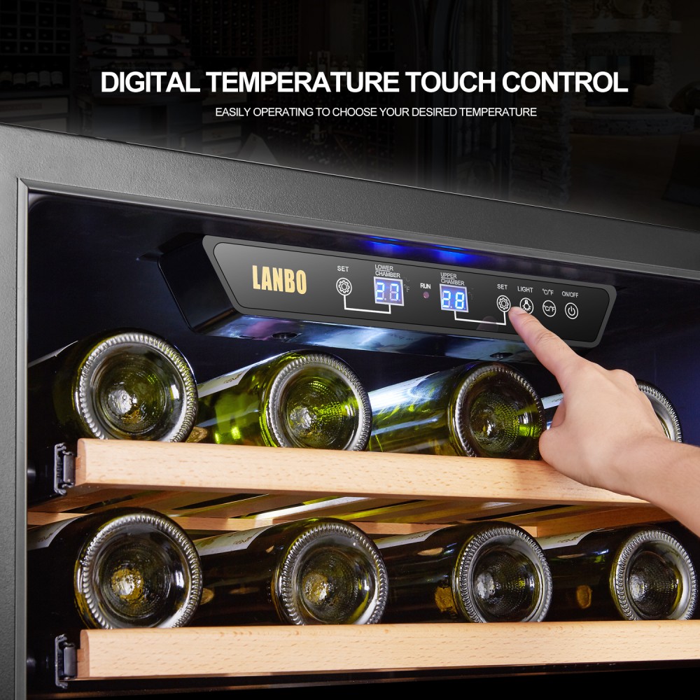 Lanbo LW46D - 24 Inch Dual Zone (Built In or Freestanding) Compressor Wine Cooler, 44 Bottle Capacity