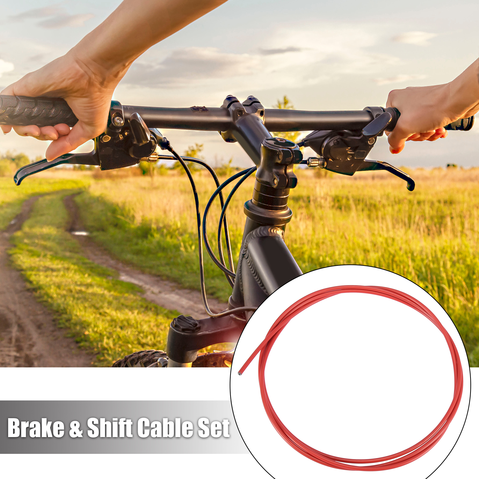 Bike Shifter Derailleur Cable Housing Kit and Bicycle Inner Brake Cable Housing Kit Red Universal Replacement