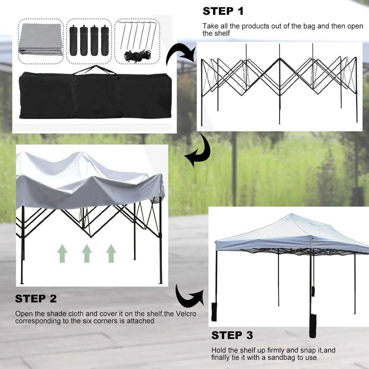 10x20 Outdoor Pop Up Canopy Patio Tent Folding Portable for Wedding Party Tent Heavy Duty Canopy Tent Gazebo with Backpack Bag, White