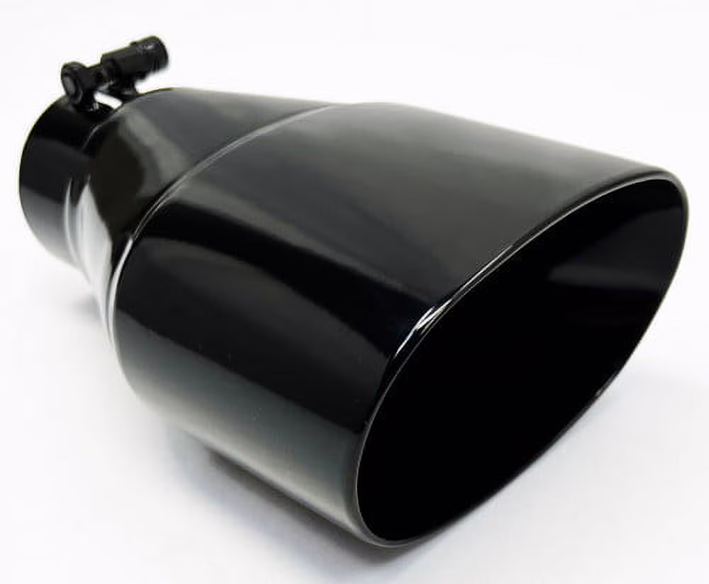 Exhaust Tip 3.00 Bolt On Inlet 5.50 X 3.50 OD Oval 8.00 Long WDWO5508-300-BOSS-GBK-SS Double Wall 304 Stainless Gloss Black Wesdon Exhaust Tip