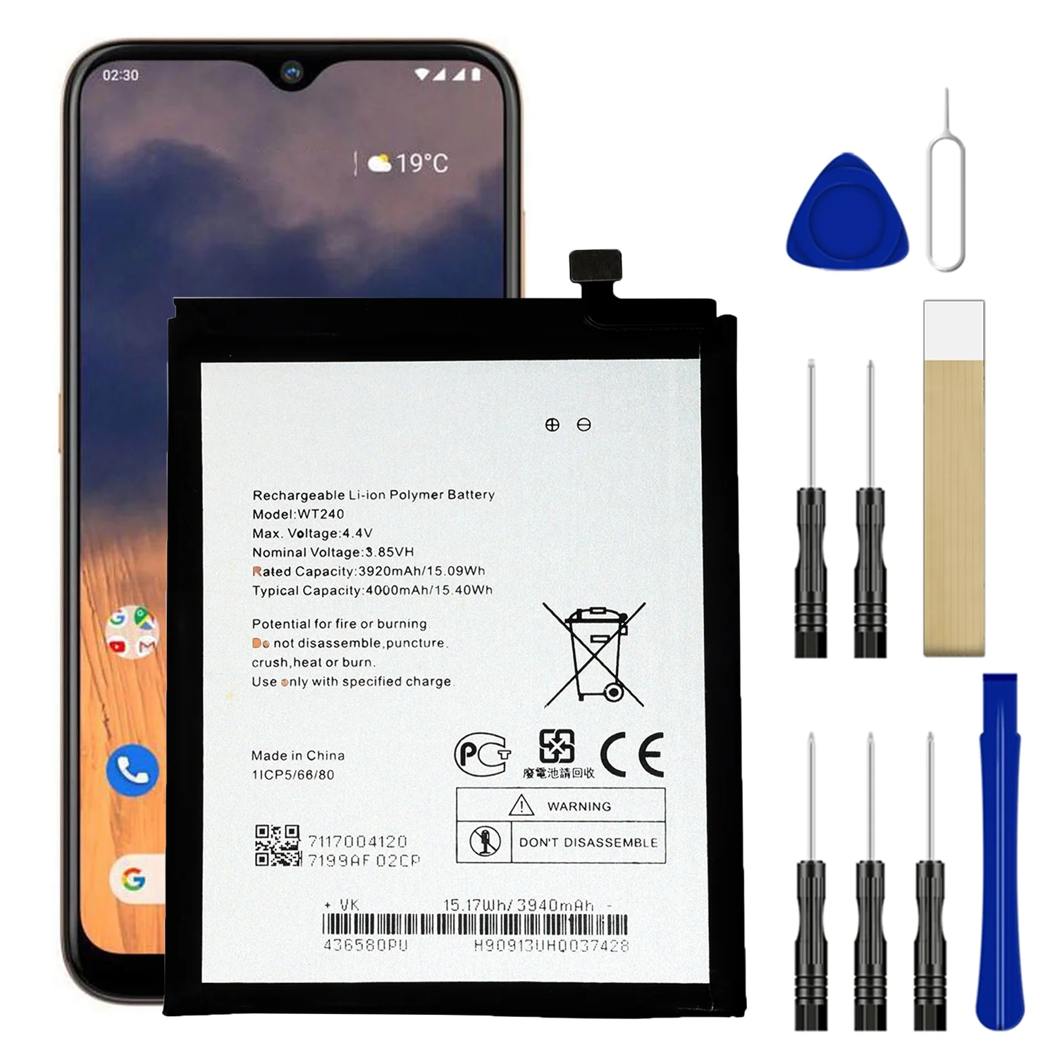 Replacement Battery WT240 For Nokia C5 Endi TA-1222 Tool