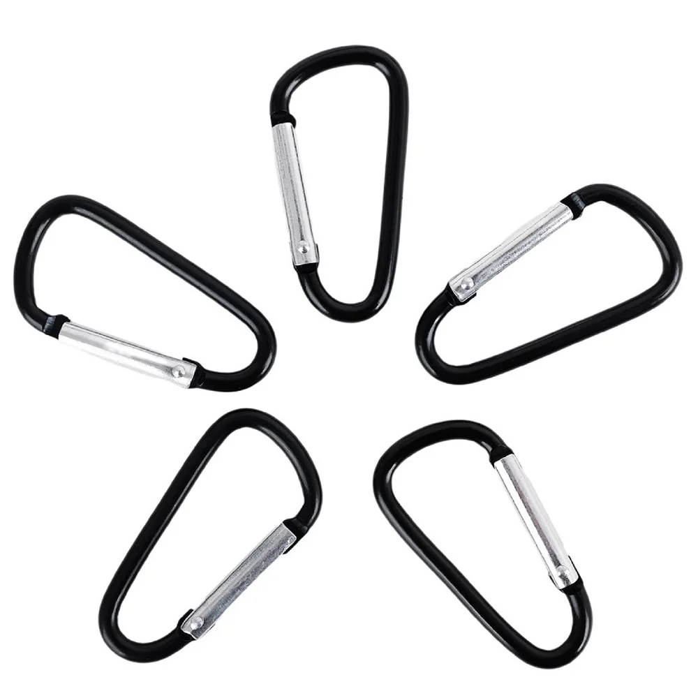 GOGO 60Pcs D-shaped Carabiner with Spring Snap Hooks, 2 Inch Carabiner Clip Key Holders - Black