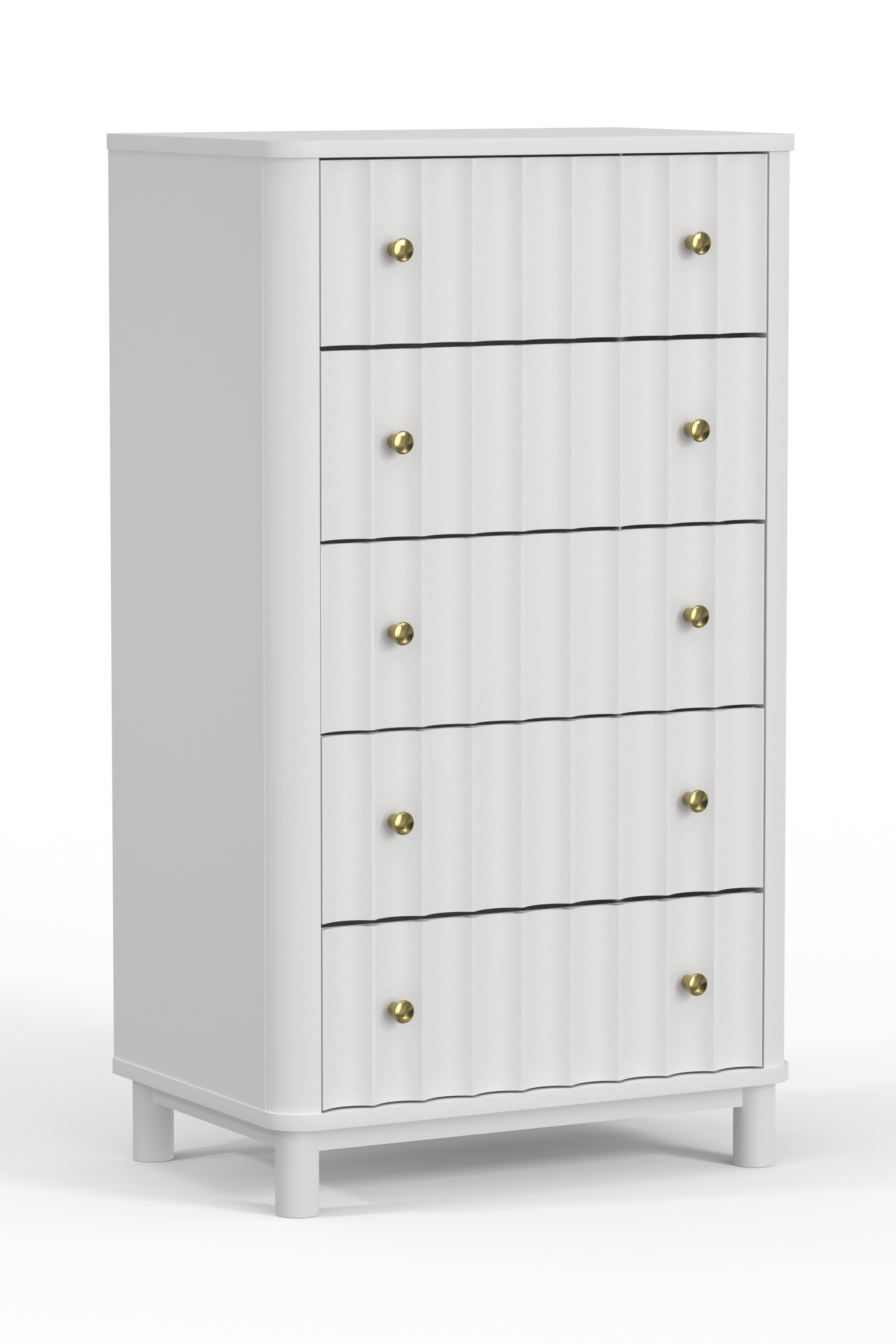 HomeRoots 524134 28 in. White Solid Wood Five Drawer Chest