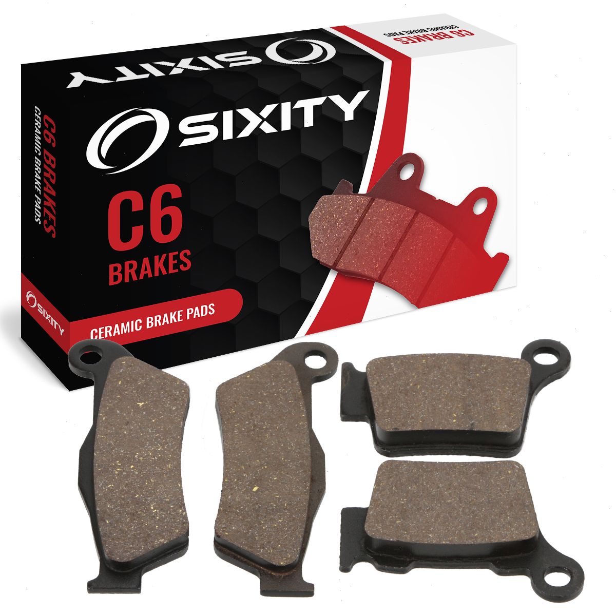 Sixity C6 Front Rear Ceramic Brake Pads compatible with Husqvarna TE450 48mm Marzocchi Kayaba forks 95mm Caliper Mount Centers 2010 Complete Set