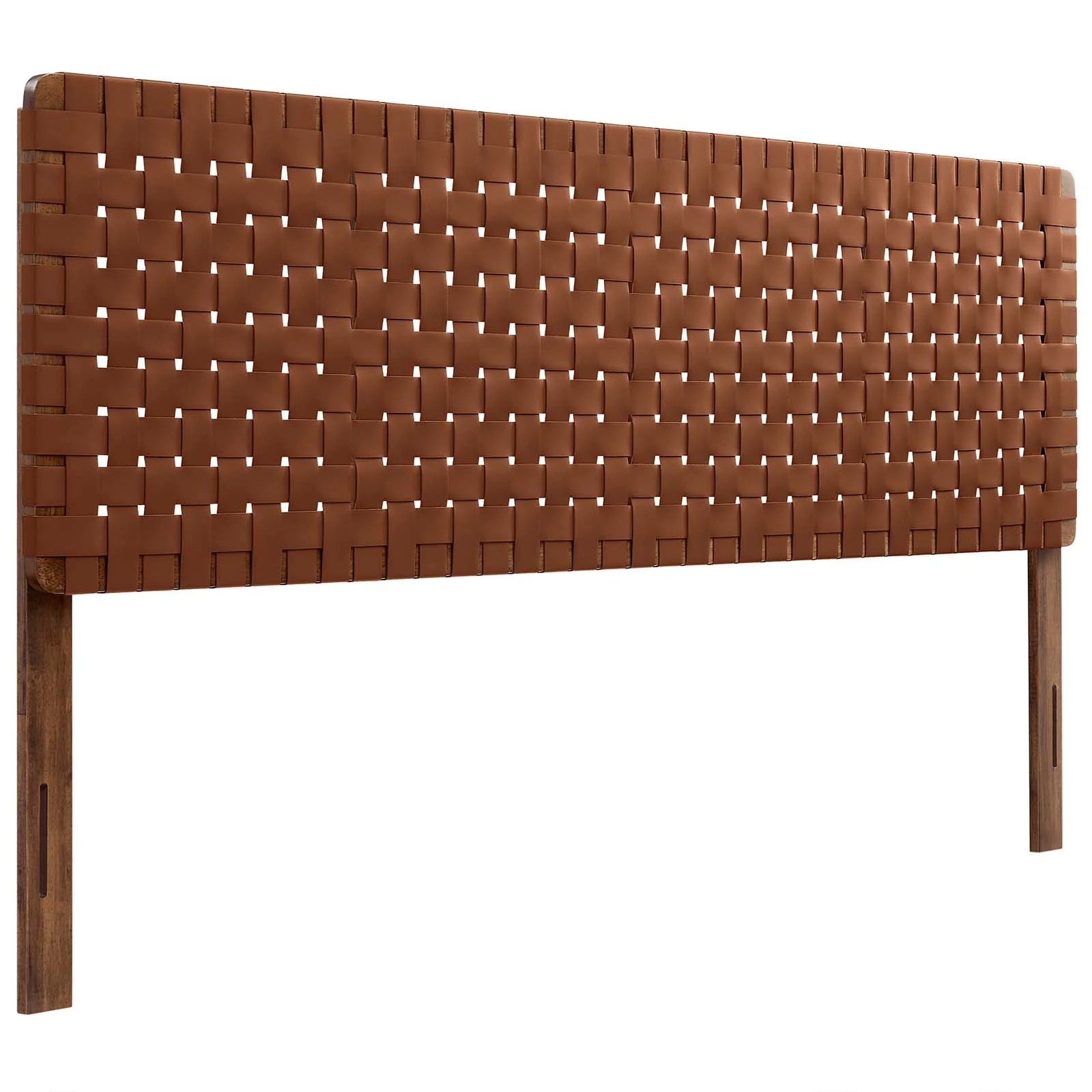 Modway Sparta Weave King Vegan Leather Headboard in Walnut Brown