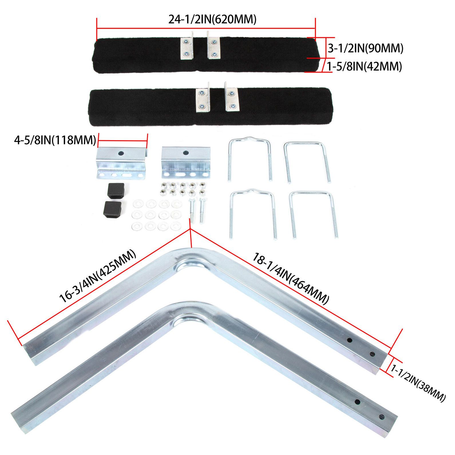 Teledu Boat Trailer 2' Side On Bunk Board Carpeted Kit w/ Hardware