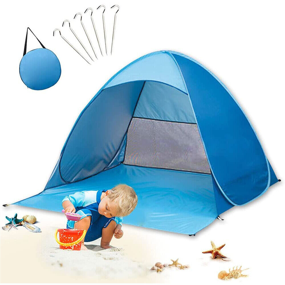 Automatic Pop-up Beach Tent Open in Seconds 3-4 Persons UPF50+ Beach Sun Shade