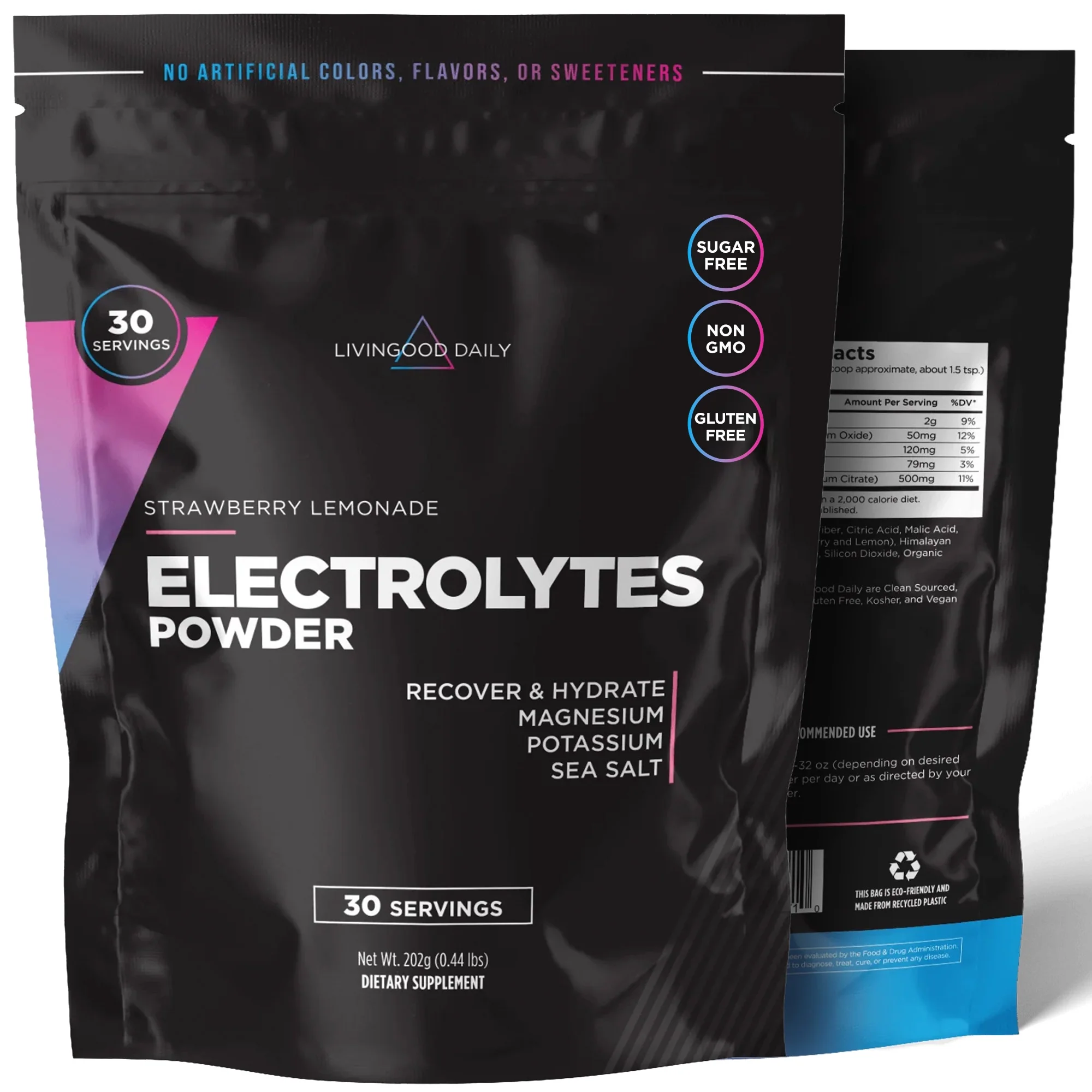 Livingood Daily Electrolyte Powder, Strawberry Lemonade - Sugar-Free Hydration Drink Mix