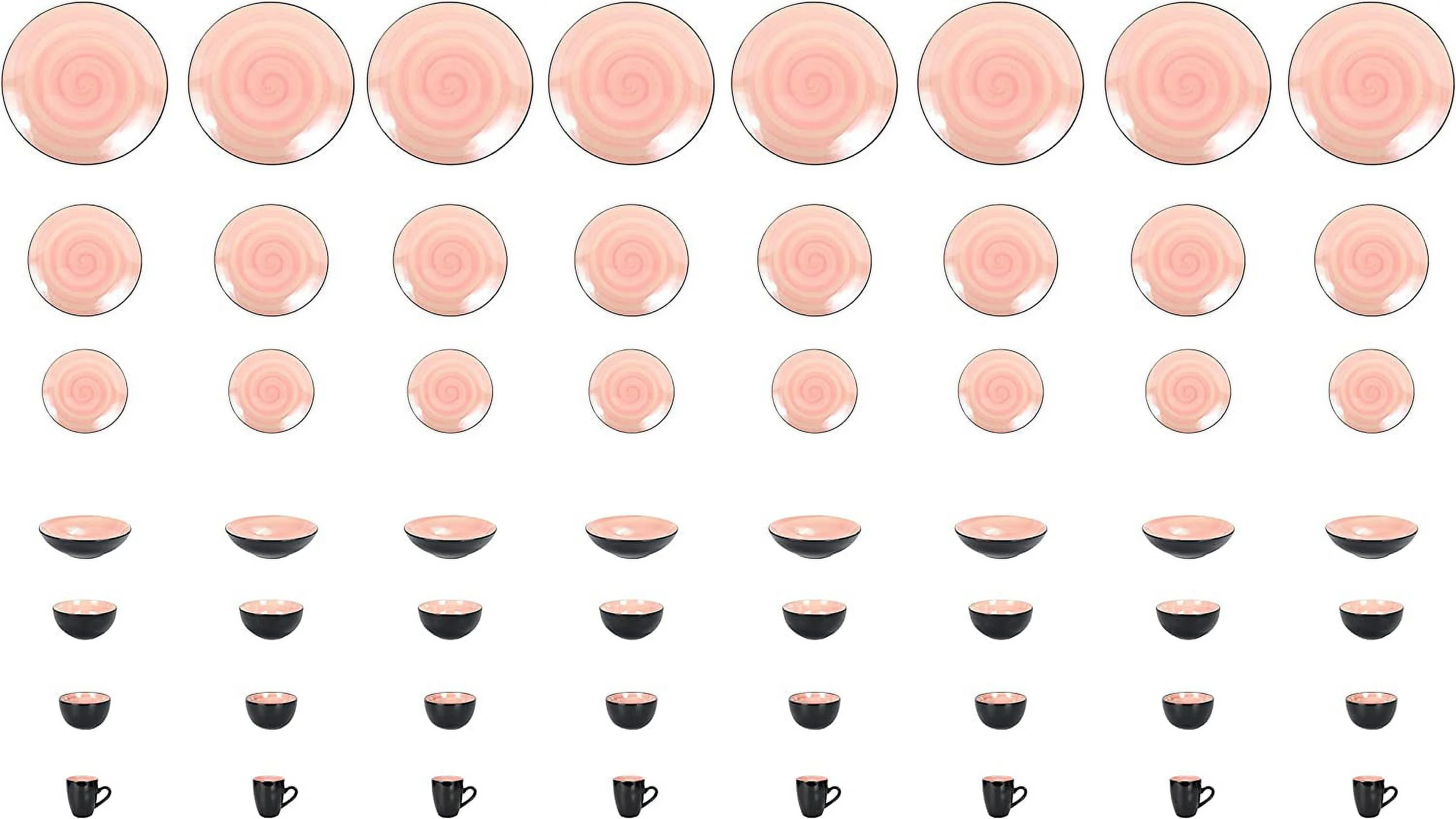 Stoneware Sonoma Dinnerware Set, Black + Speckled Spin Wash (56Pc Set, Rose)