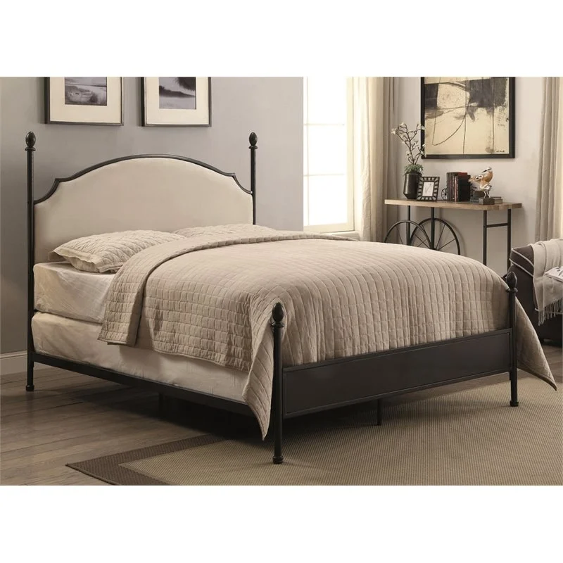 Bowery Hill Transitional Metal King Poster Panel Bed in Silver