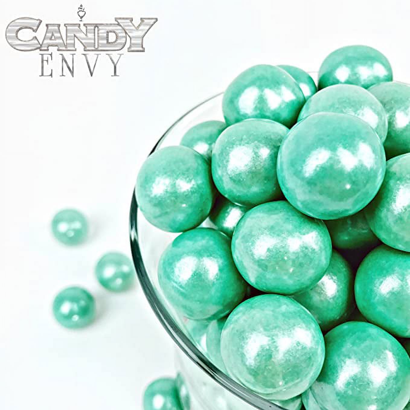 Candy Envy Shimmer Turquoise Gumballs, 2 lb. Bag, Large 1 inch Gum Balls