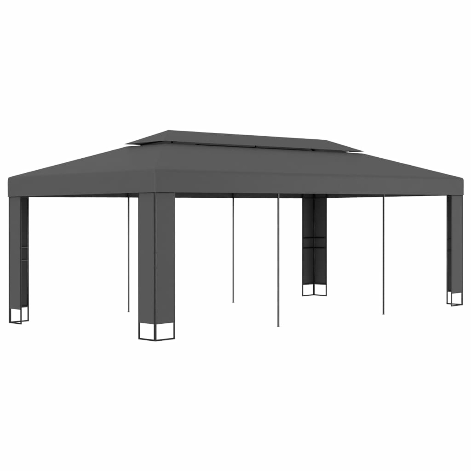 Dcenta Party Tent Outdoor Gazebo Canopy with Double Roof Sun Shade Shelter Steel Frame Anthracite for Patio, Wedding, BBQ, Camping, Festival Events 9.8ft x 19.6ft (W x D)