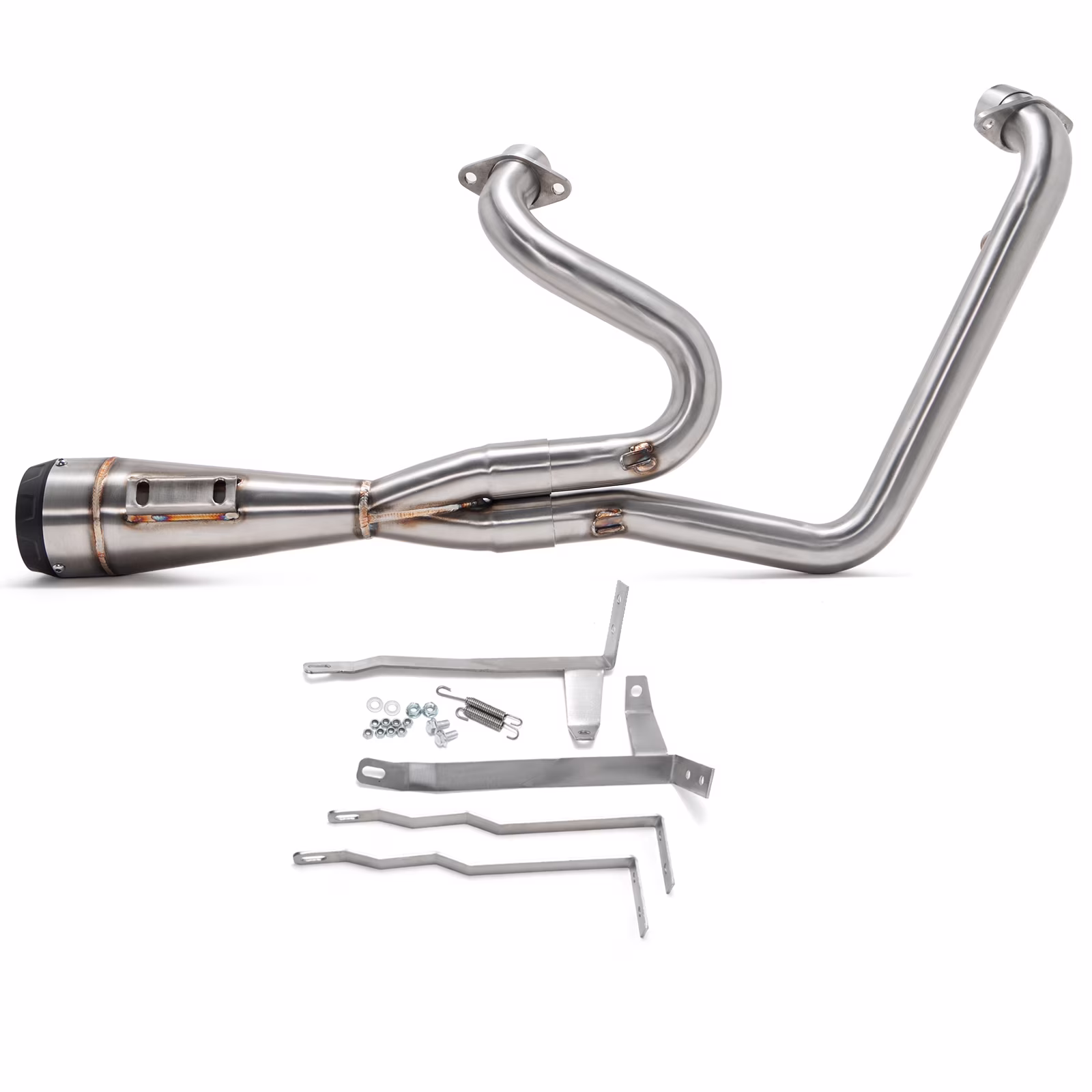 Brushed 2 into 1 Shorty Exhaust Pipes for Harley M8 Electra Road Glide 2017-UP