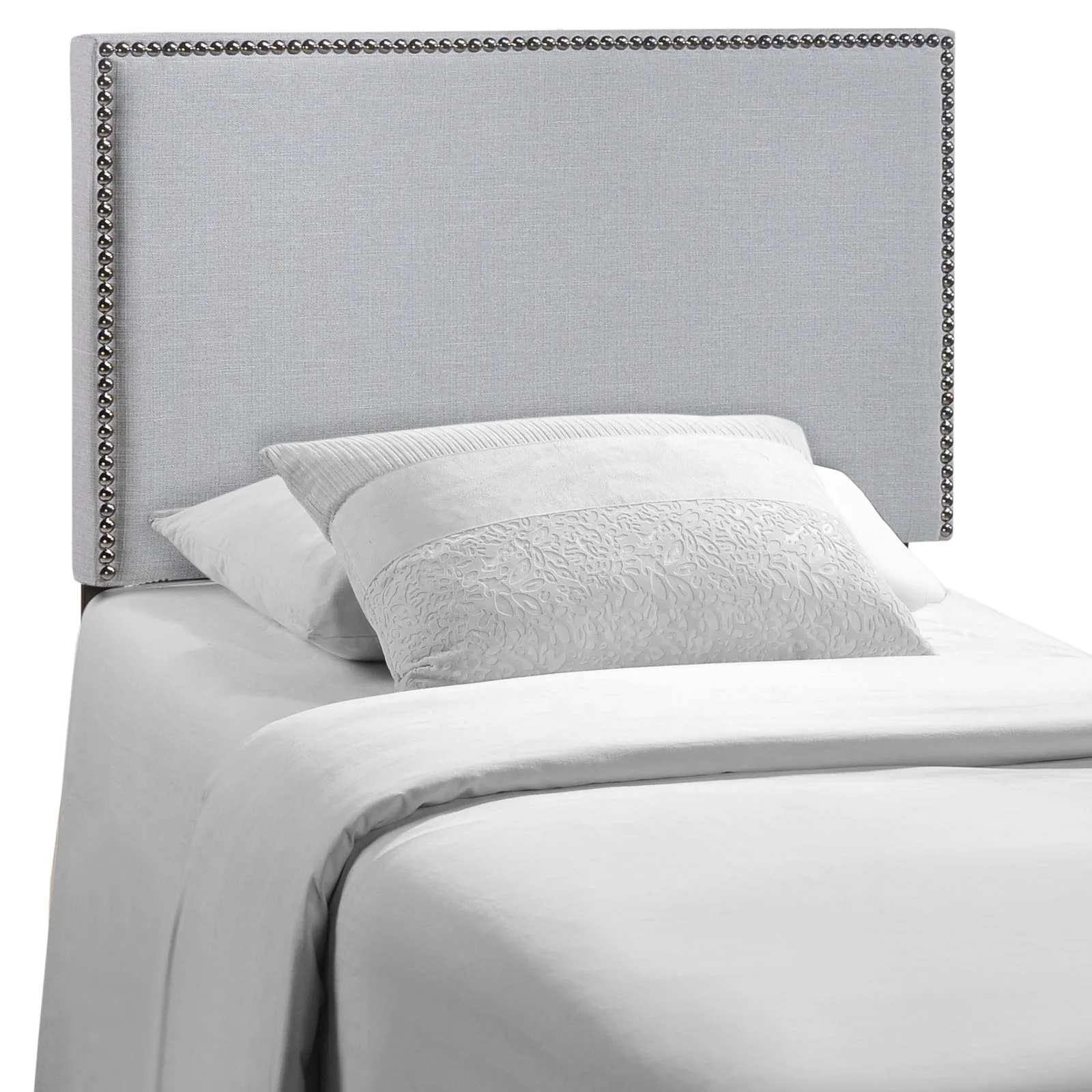 Modway Region Nailhead Twin Upholstered Headboard in Sky Gray