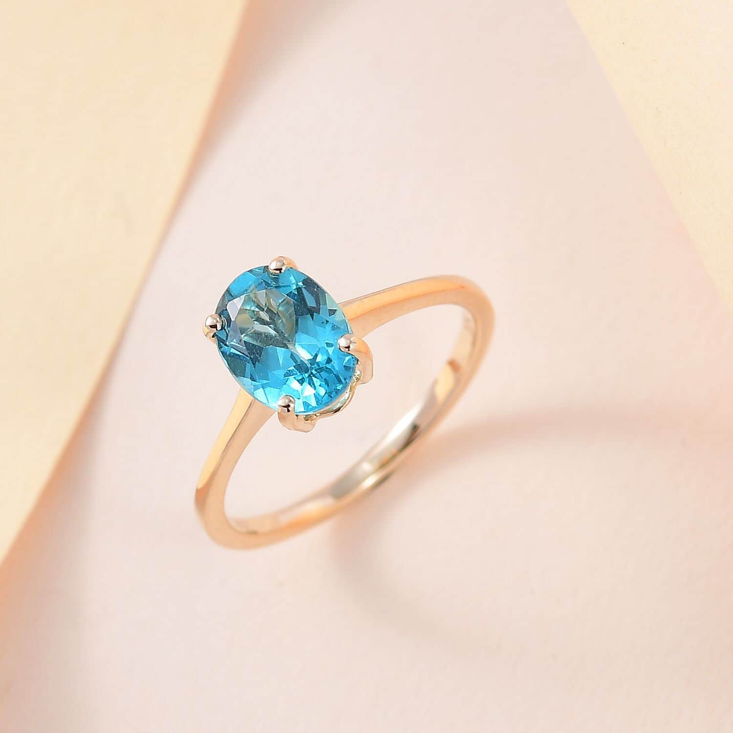 Shop LC Luxoro Jewelry for Women 10K Yellow Gold Solitaire Ring Oval Blue Apatite Size 5 Ct 1.1 Birthday Gifts for Women