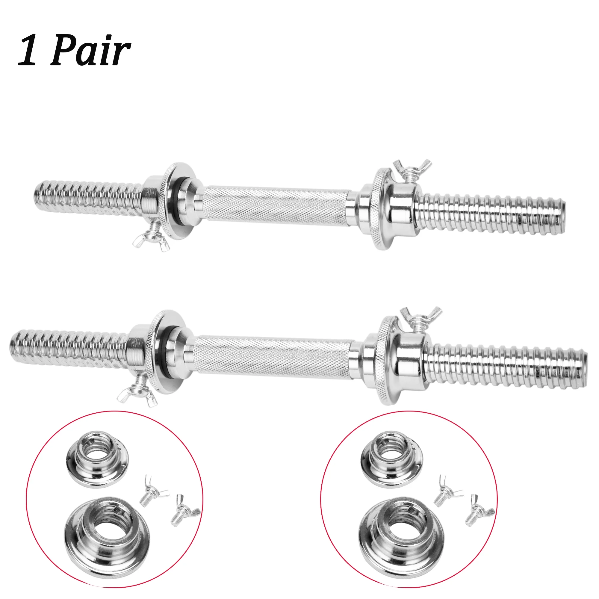 LELINTA 1 Pair of Steel Dumbbell Bars Chrome Dumbbell Handles Weight Lifting Spinlock Collar Set for Gym Barbells Dumbbell Bars Strength Training, Length /17.7