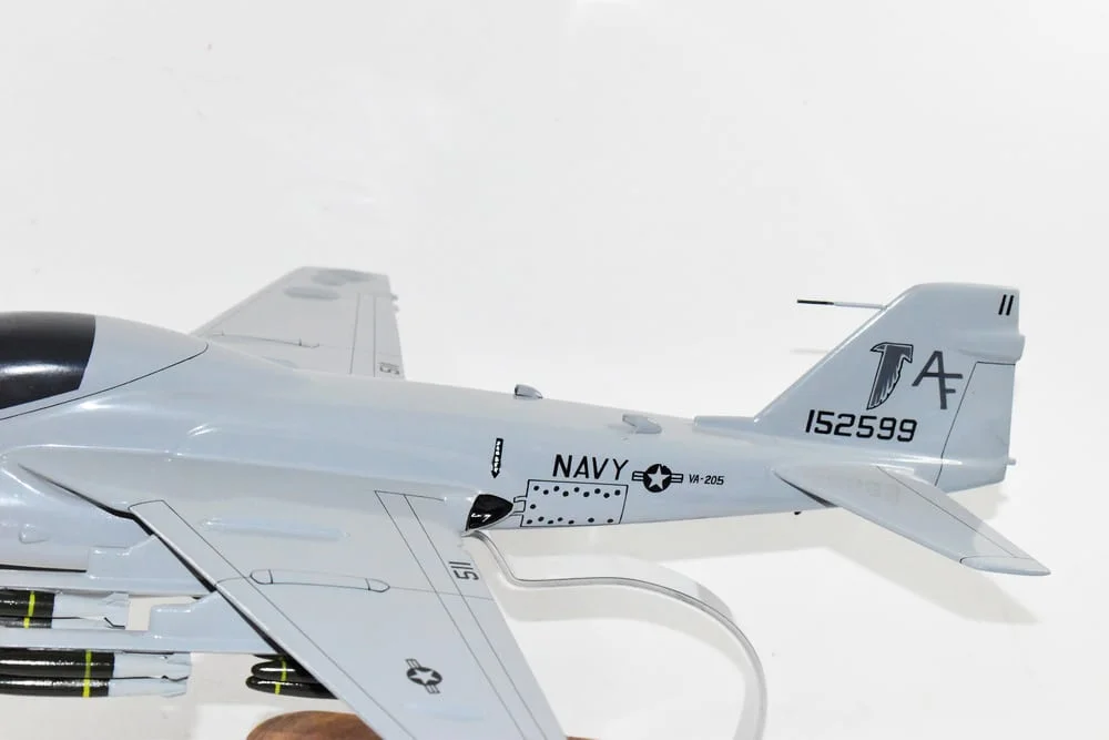 VA-205 Green Falcons A-6 (1992) Intruder Model, 1/36th Scale, Mahogany, Navy