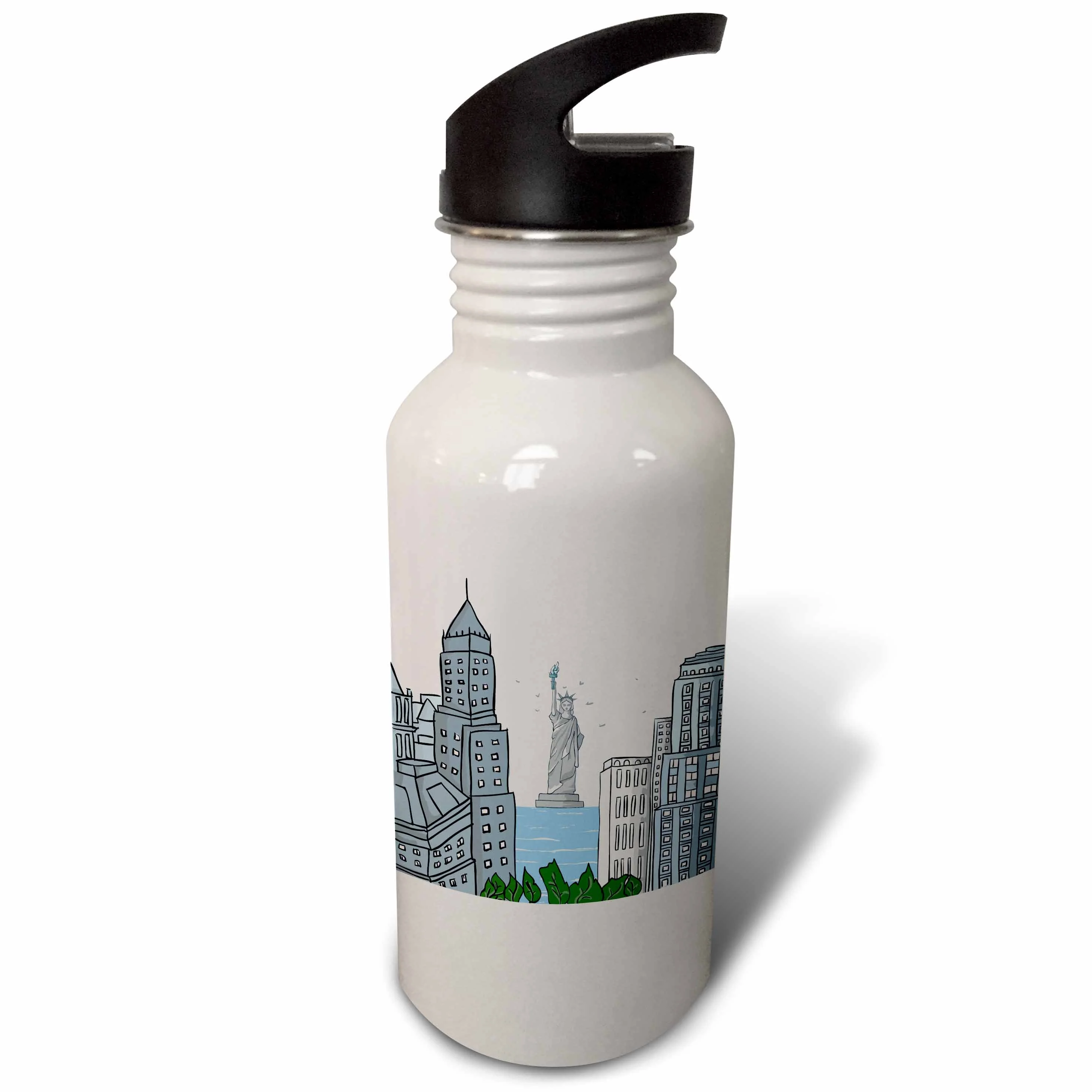 Doodle Vector NYC New York City Statue Of Liberty Digital Illustration 21 oz Sports Water Bottle wb-116512-1