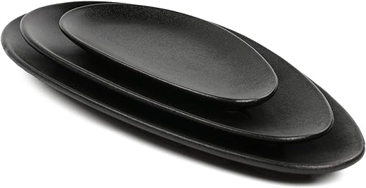 Vicrays 3pcs, Large Oval Serving Platters, Porcelain Serving Platters For Party, BBQ, Stackable Serving Trays Serving Plates For Restaurant, Appetizers, Dessert