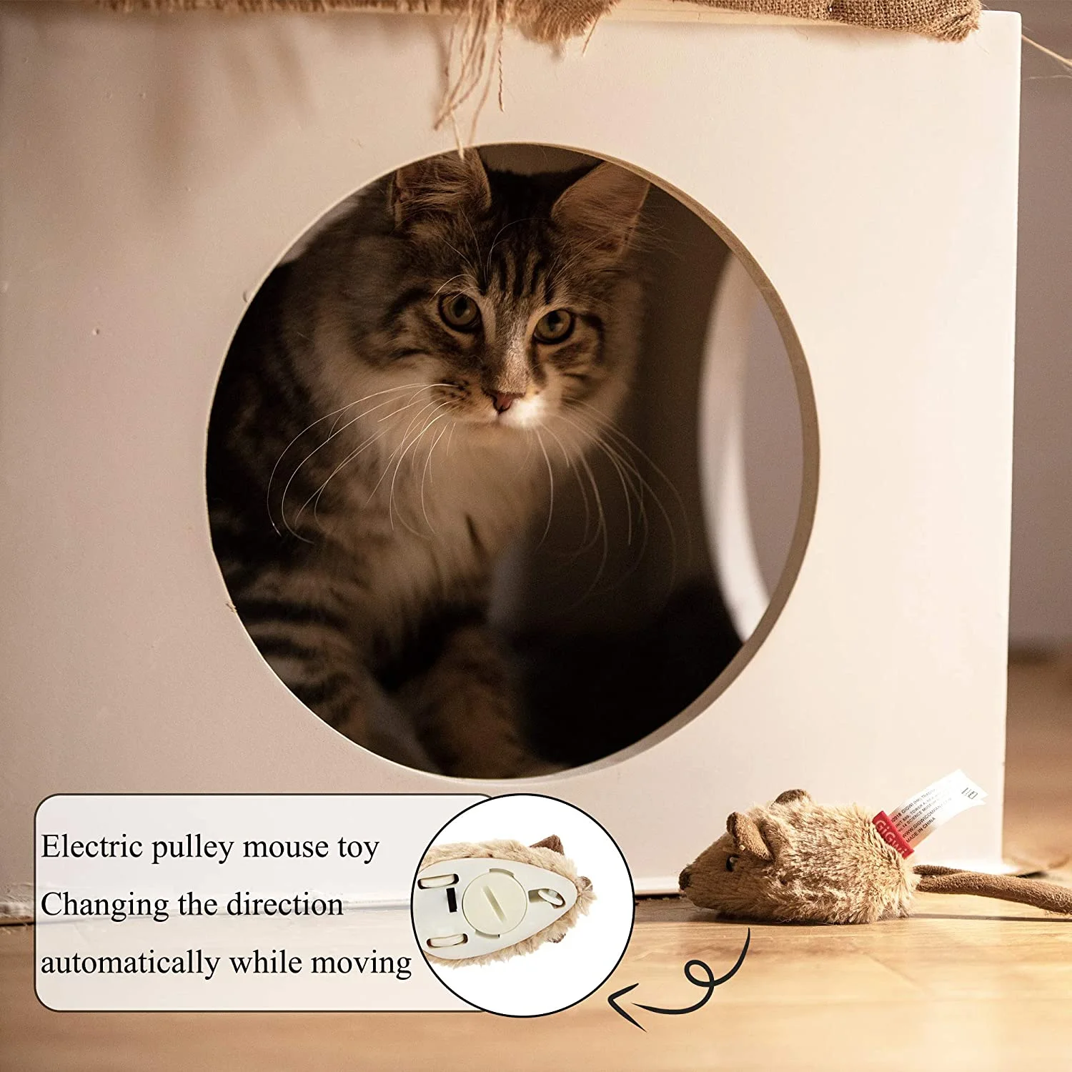 Interactive cat toy automatic moving mouse with realistic squeak mouse toy, about 8.5*4cm/3.3*1.5 inches in length