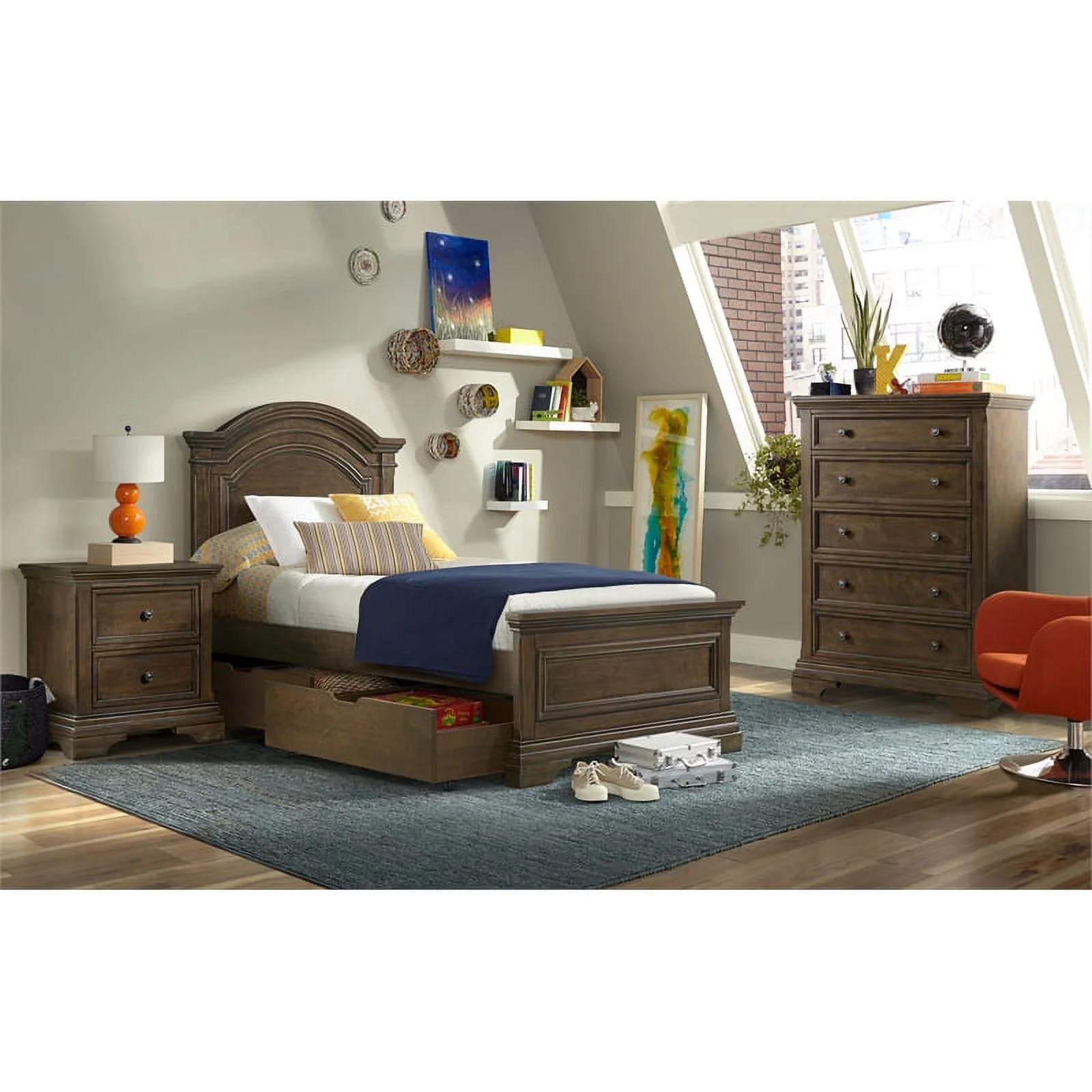 Westwood Design Olivia Traditional Wood Complete Twin Bed in Rosewood Brown