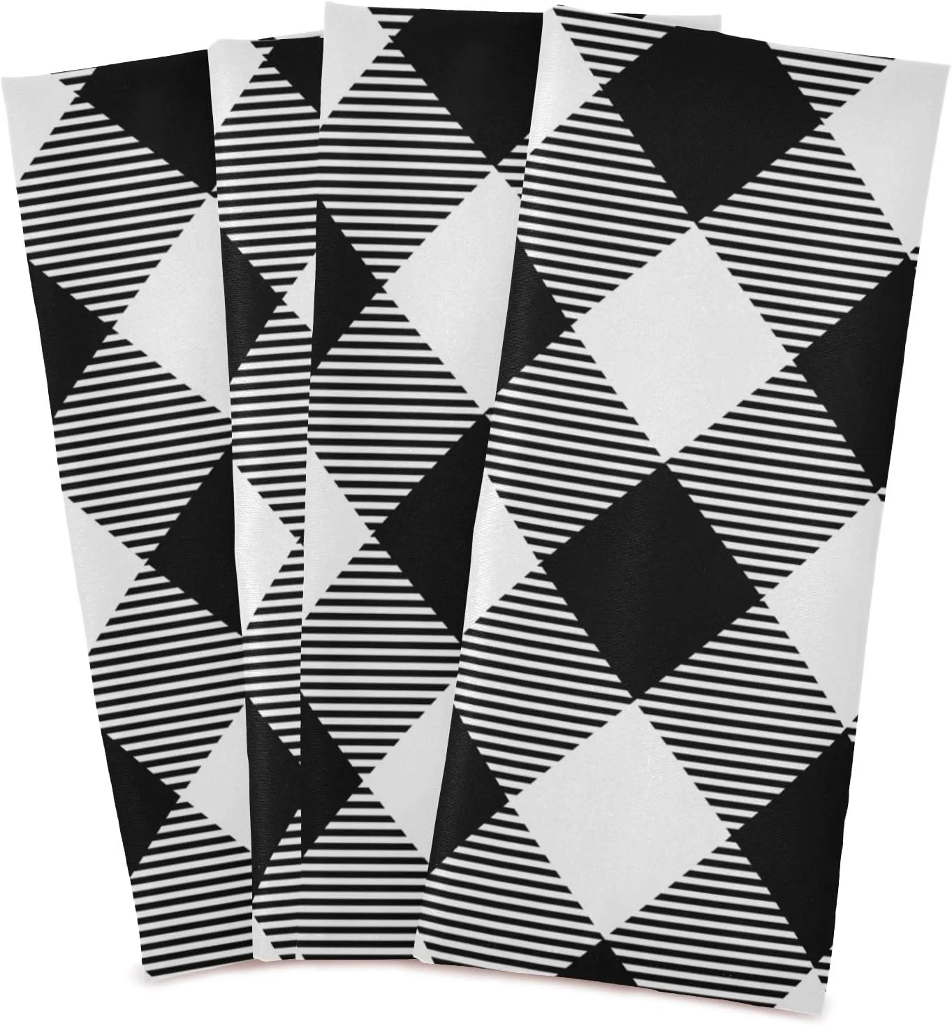 Dreamtimes White Black Buffalo Plaid Kitchen Dish Towels Set of 6,Dishcloths,Absorbent Soft Towels Hand Towels, Tea Towels,18