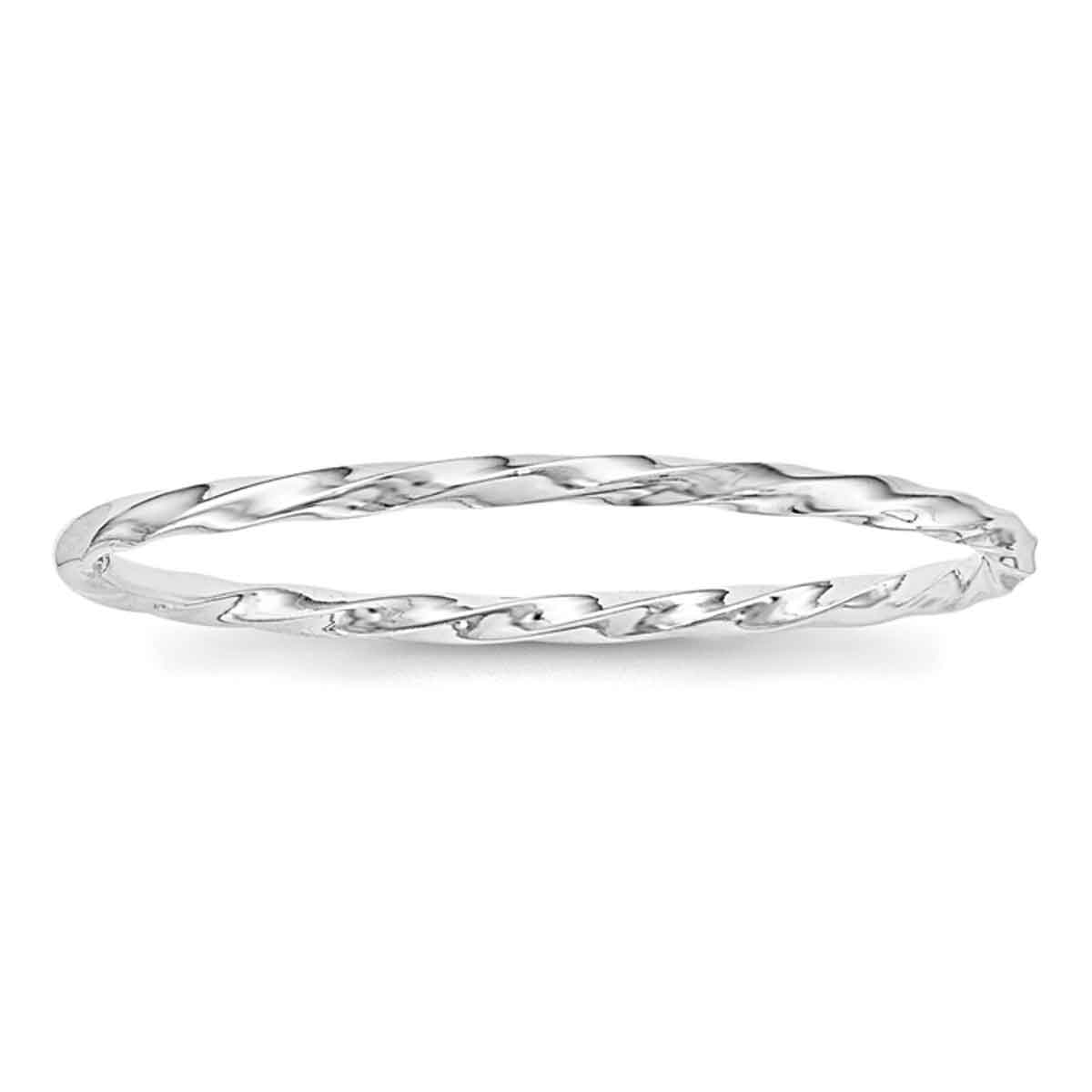 Primal Silver Sterling Silver Rhodium Plated Polish Twisted Slip-on Child's Bangle