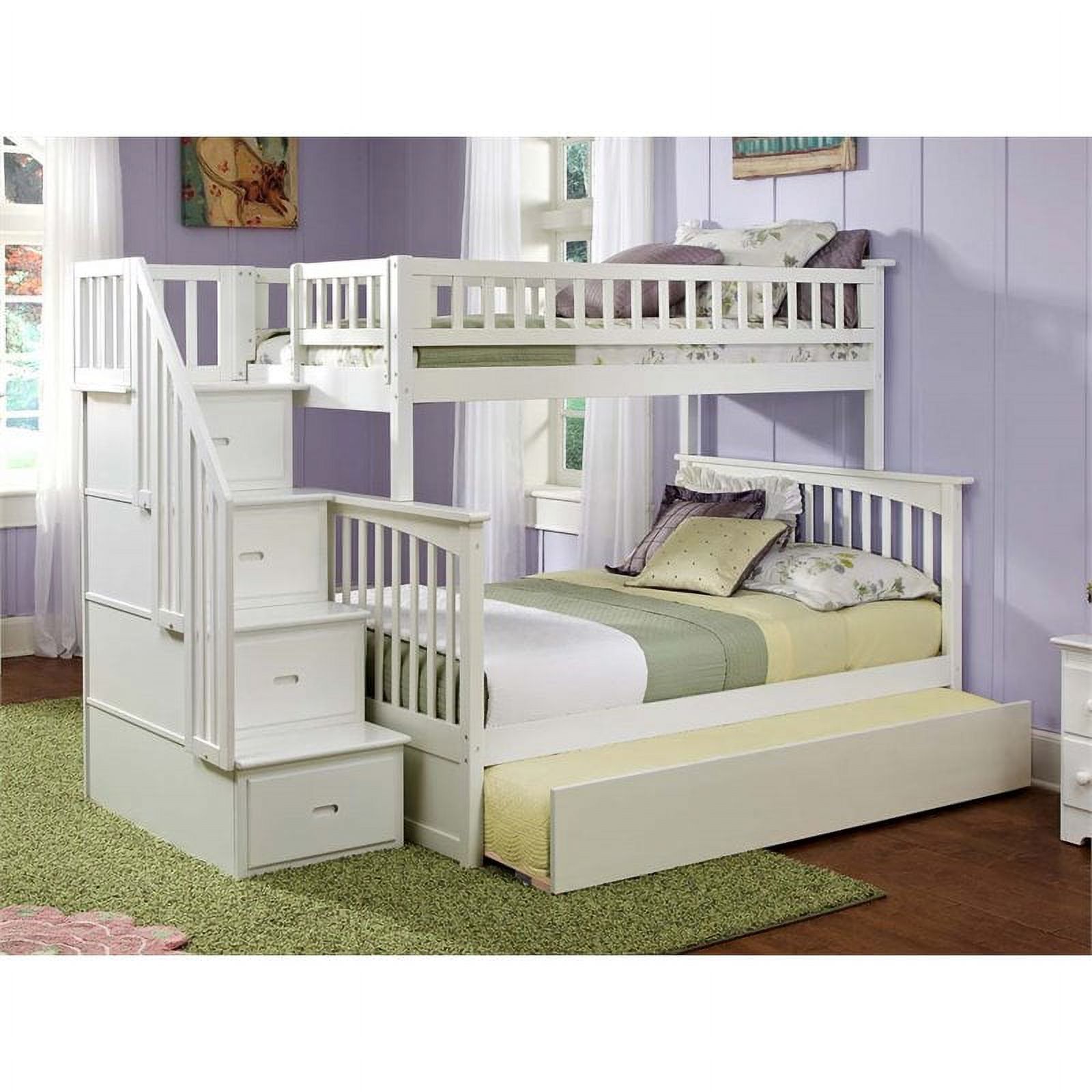 Leo & Lacey Twin Over Full Staircase Trundle Bunk Bed