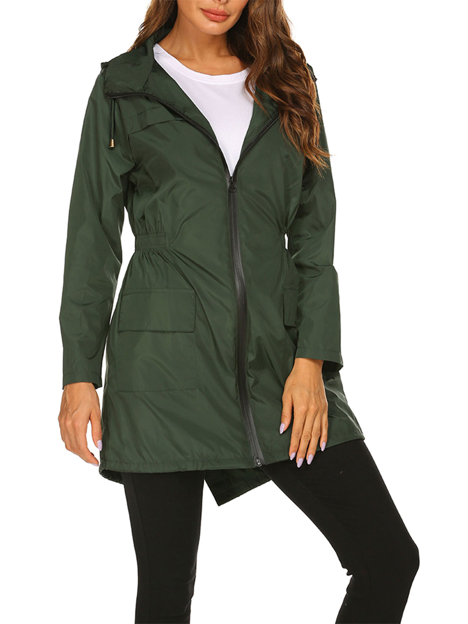 Rain Jacket Women Waterproof with Lined Raincoat Outdoor Active Travel Hiking