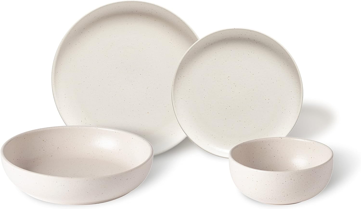 Ceramic Stoneware 4-Piece Place Setting Service For 1, Pacifica Collection, Vanilla | Microwave & Dishwasher Safe Dinnerware Set | Food Safe Glazing | Restaurant Quality Tableware