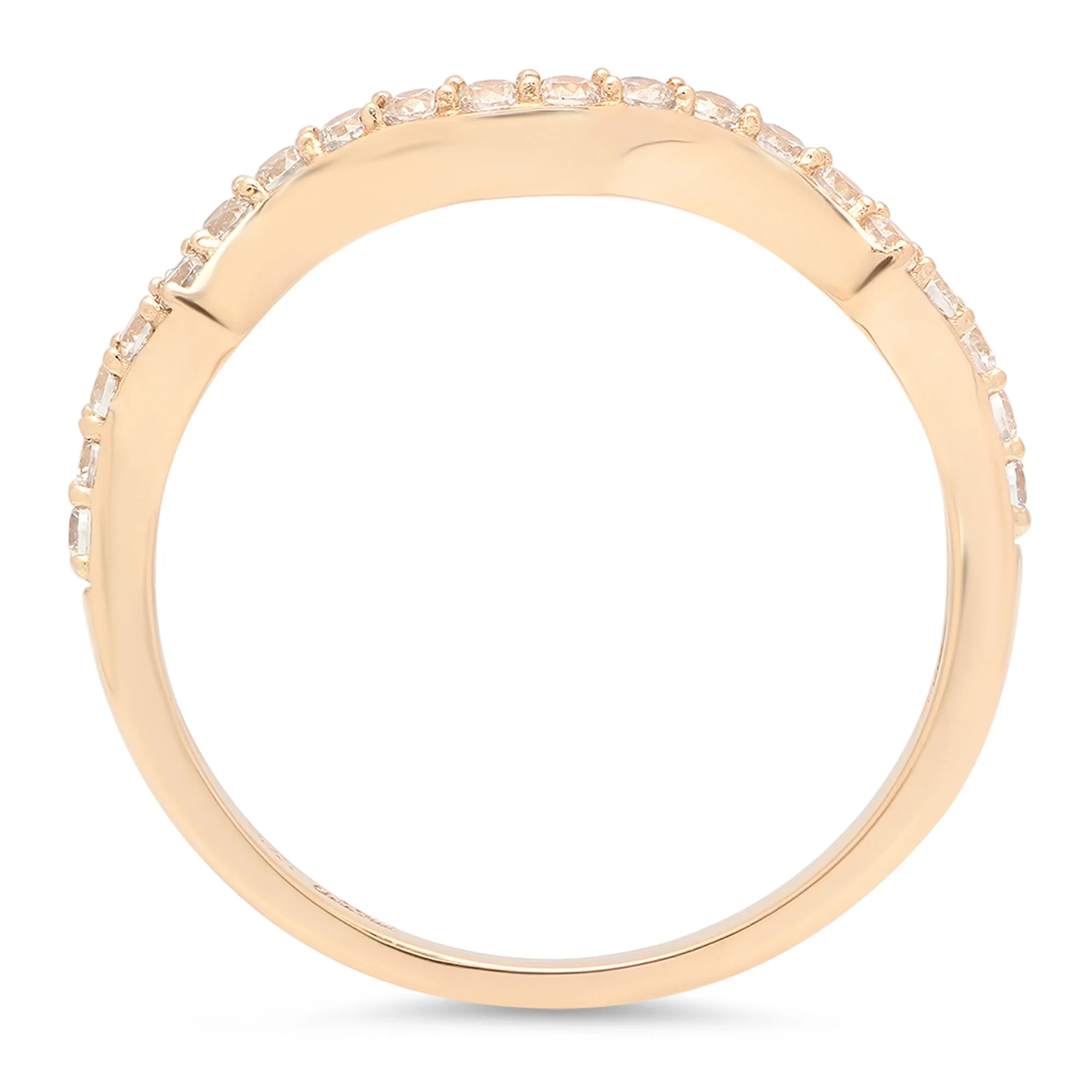 0.1 ct Round Cut Clear Simulated Diamond Precious Gemstone 18K Yellow Gold Customizable Robotic Laser Engraving Stackable Everlasting Unique Art Deco Statement Engagement Wedding Ring Band Size 10