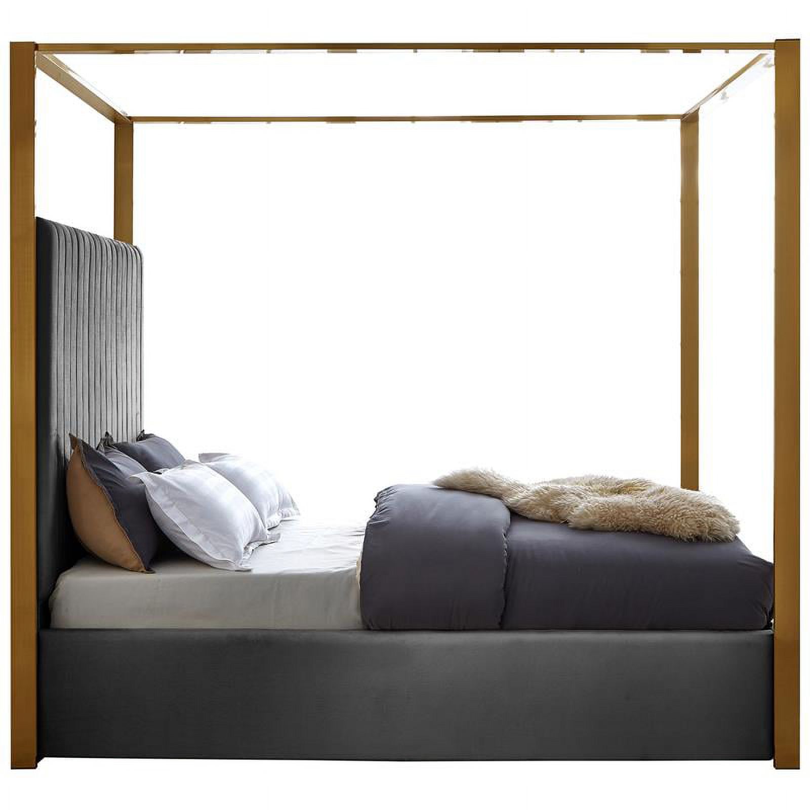 Meridian Furniture Jones Grey Velvet King Bed