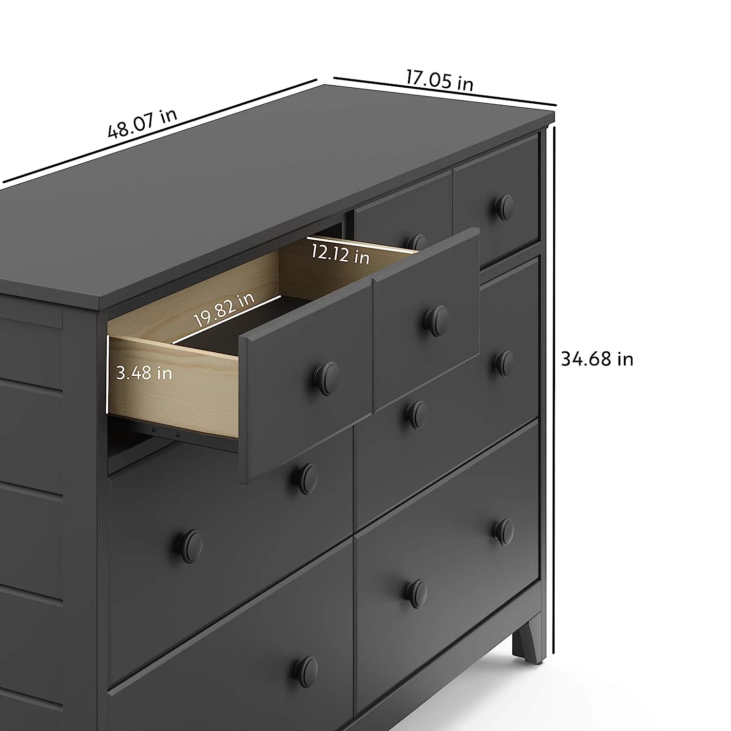 Popular Moss Dresser  6-Drawer  Gray