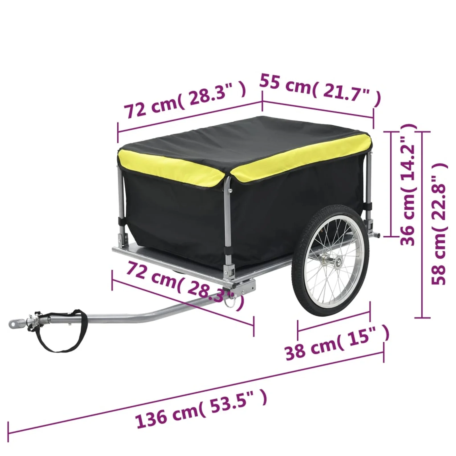 Uteam Black Yellow Bike Trailer Load Capacity 143.3 lb