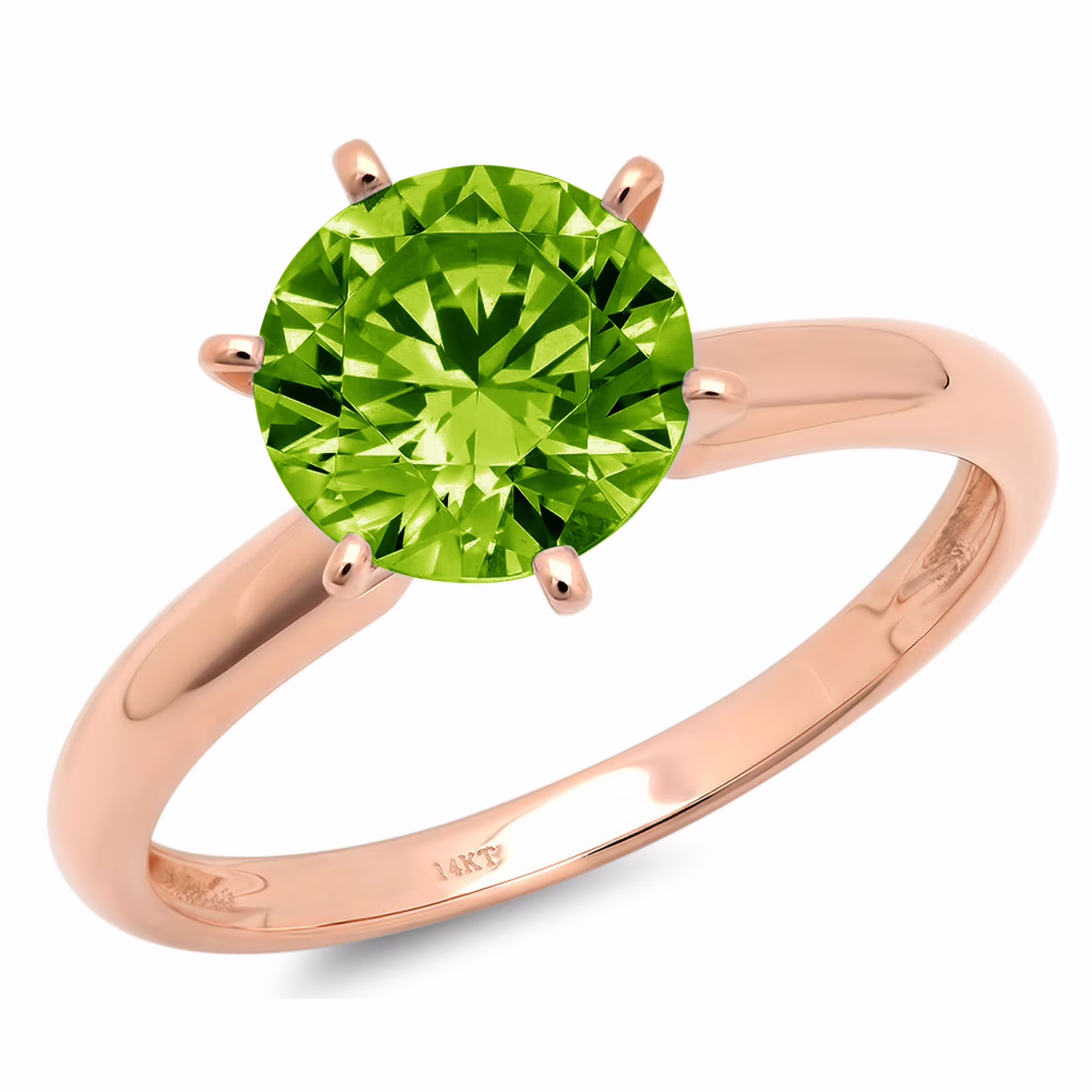 0.5 ct Brilliant Round Cut Clear Simulated Diamond 18K Rose Gold Solitaire Ring SZ 6.75