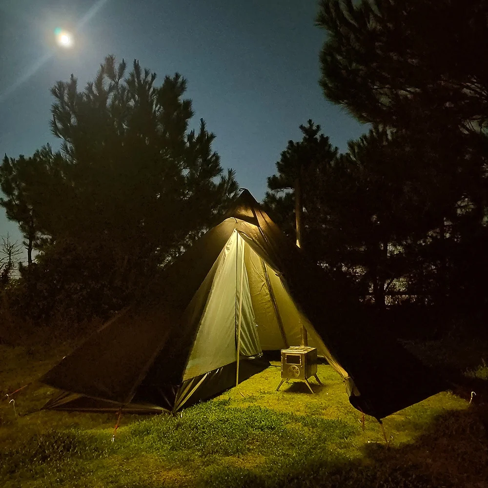 OWSOO Single Person Tipi Hot Tent for Camping and Hiking, Pyramid Tent