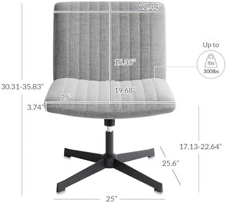 NLIBOOMLife Armless Office Desk Chair  Mid Back Task Chair No Wheels  Ergonomic Computer Desk Chair with Height Adjustment and Tilt   Wide Seat Desk Chair for Bedroom  Vanity - Maddox (Li