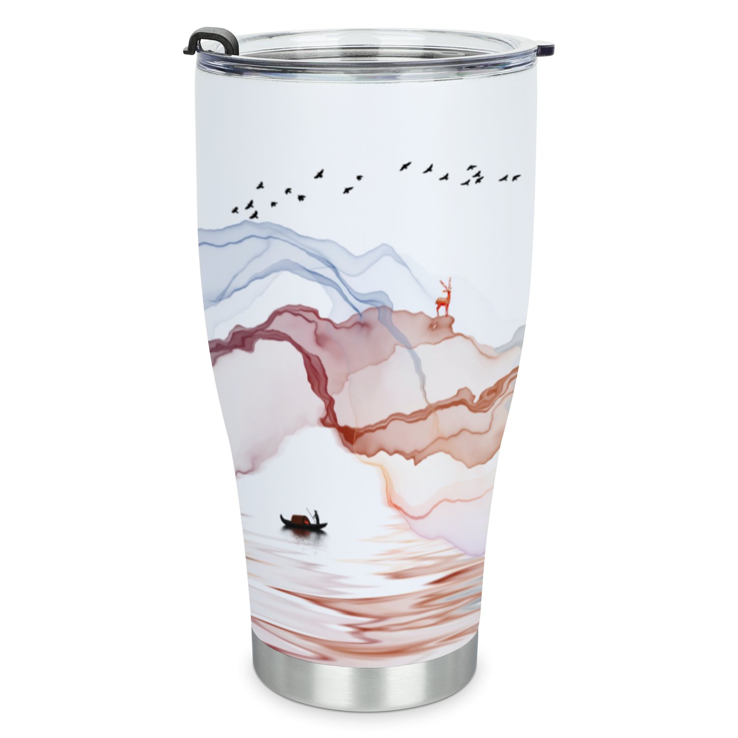 Hidove Stainless Steel Tumbler, Abstract Color Art 30oz Leak Proof & Stainless Steel Bottle for Hot & Cold Drinks - Coffee Travel Mug, Water Metal Canteen, Thermal Cup