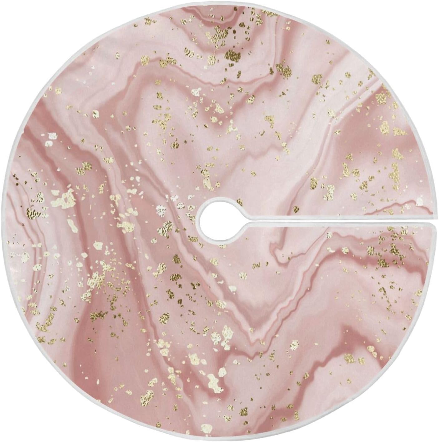 Wellsay Christmas Tree Skirt 47.2 in Family Holiday Office Christmas Tree Decor-Rose Gold Marble