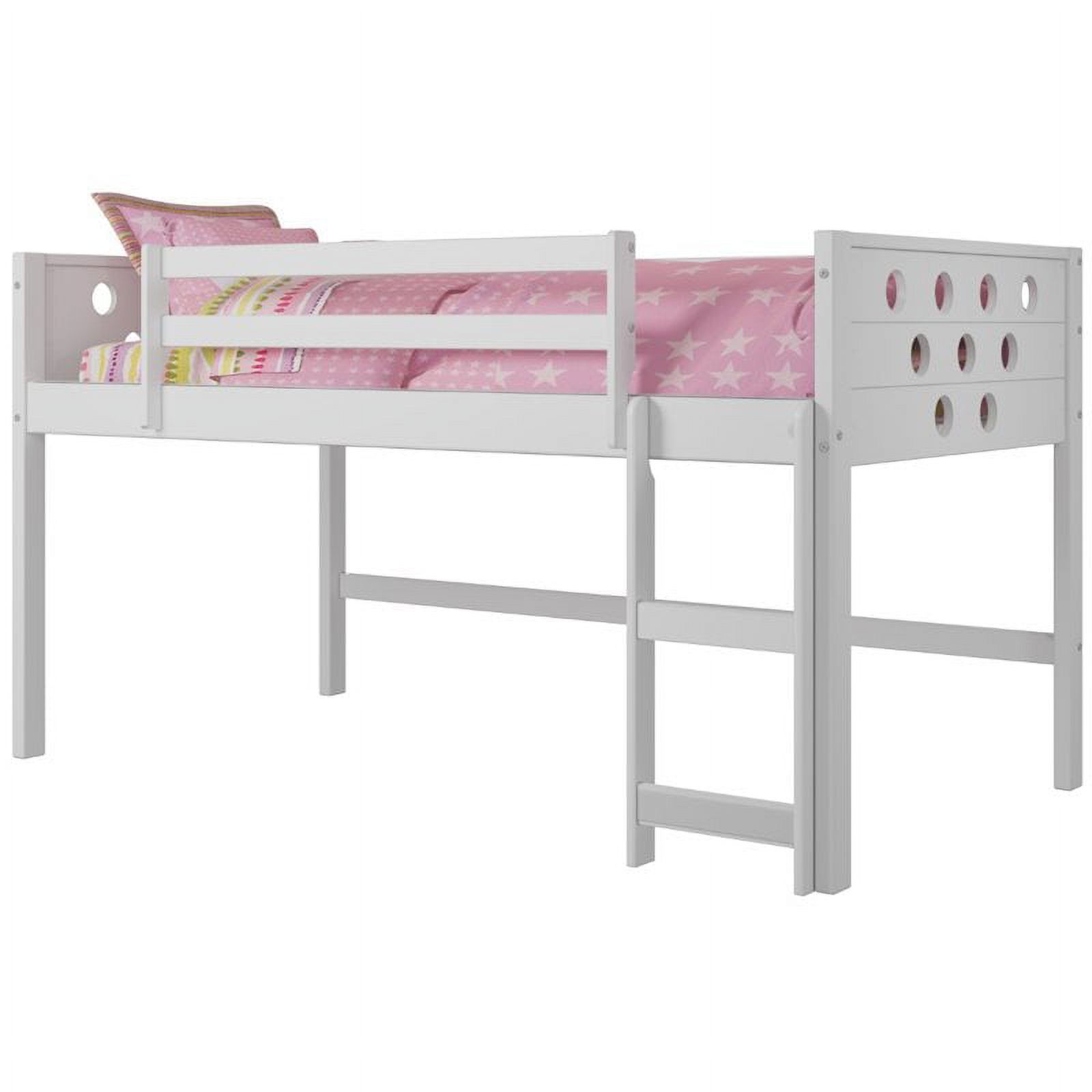 Rosebery Kids Twin Wooden Low Loft Bed with Large Under Bed Area in White