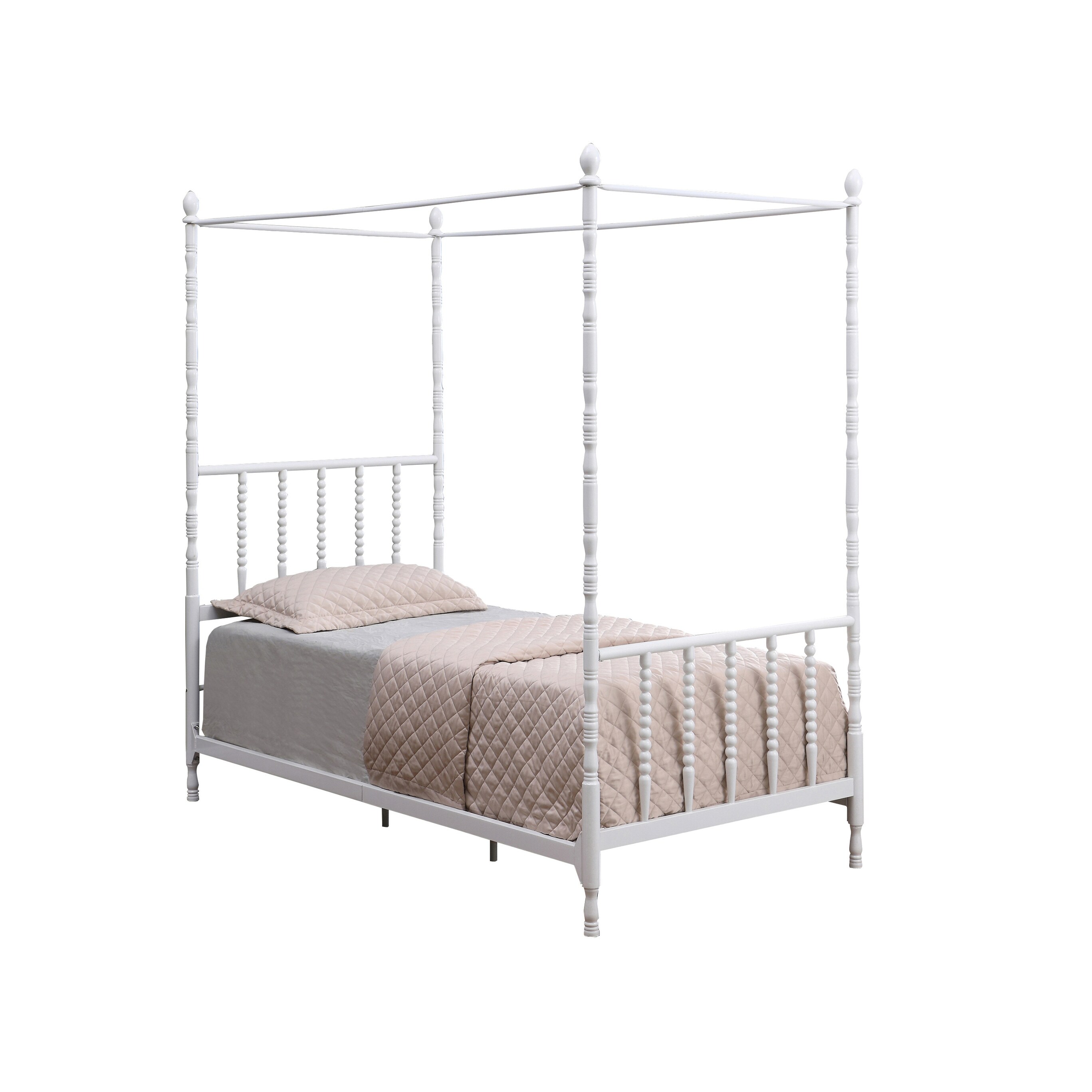 Leena Betony White Twin Canopy Bed