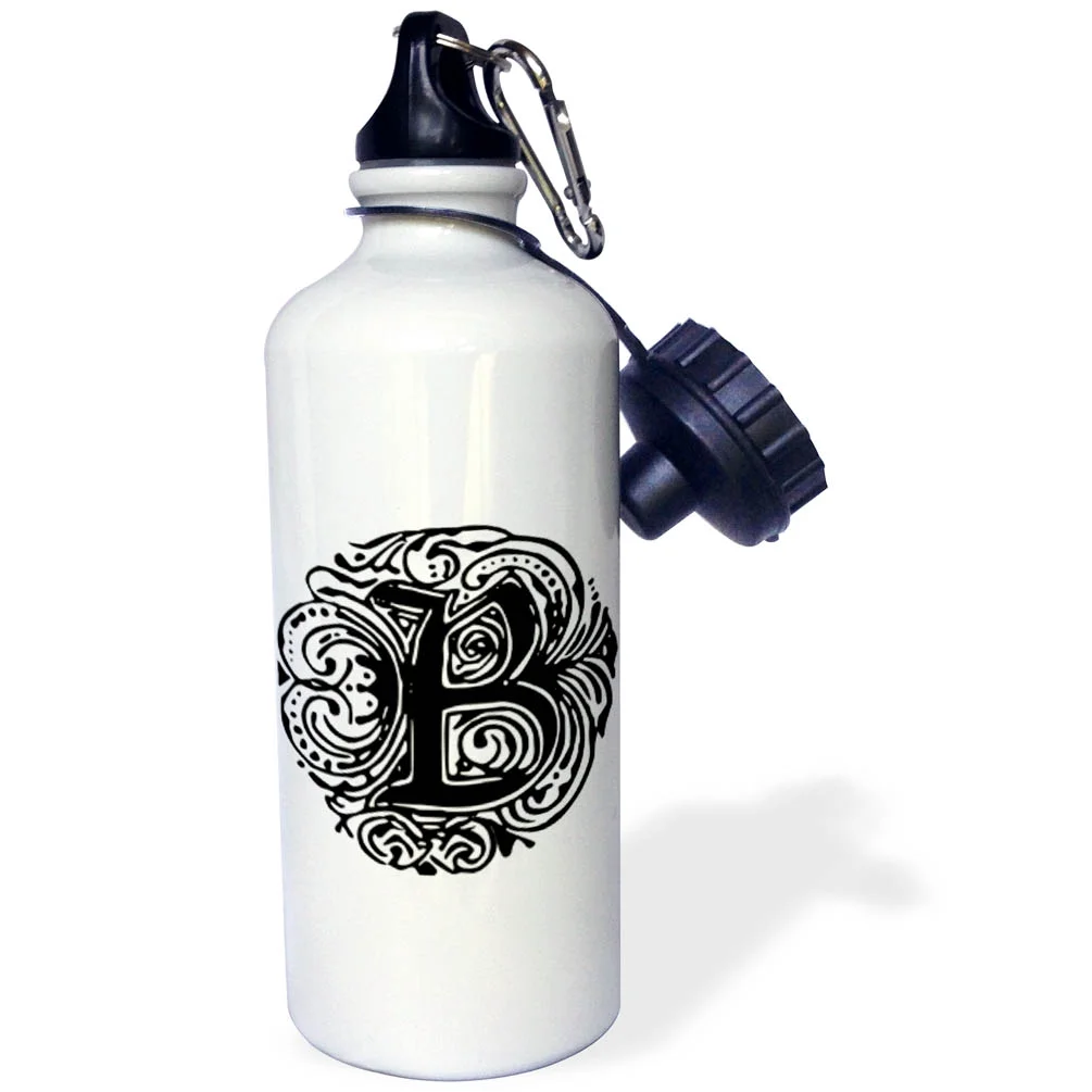 3dRose Fancy Letter B, Sports Water Bottle, 21oz