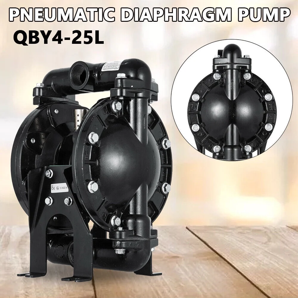ZhdnBhnos 120PSI Air-Operated Double Diaphragm Pump 1 inch Inlet & Outlet Petroleum Fluids Heavy Duty Pneumatic Transfer Pump 35GPM