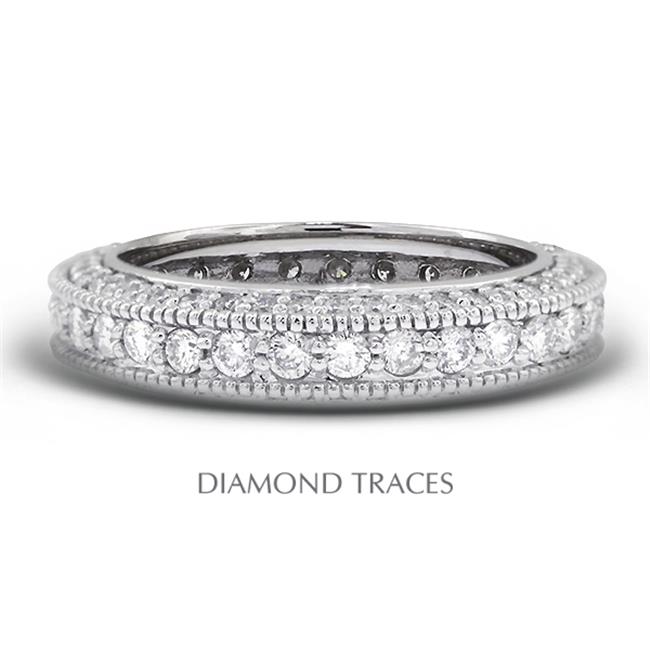 Diamond Traces  18K White Gold Pave Setting 2.20 Carat Total Natural Diamonds Vintage With Milgrain Eternity Ring