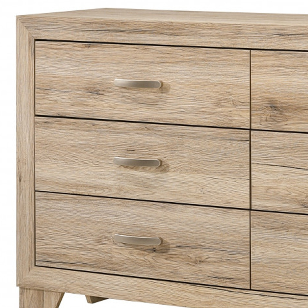 HomeRoots 486515 33 x 59 x 16 in. Natural Brown Manufactured Wood Six Drawers Double Dresser